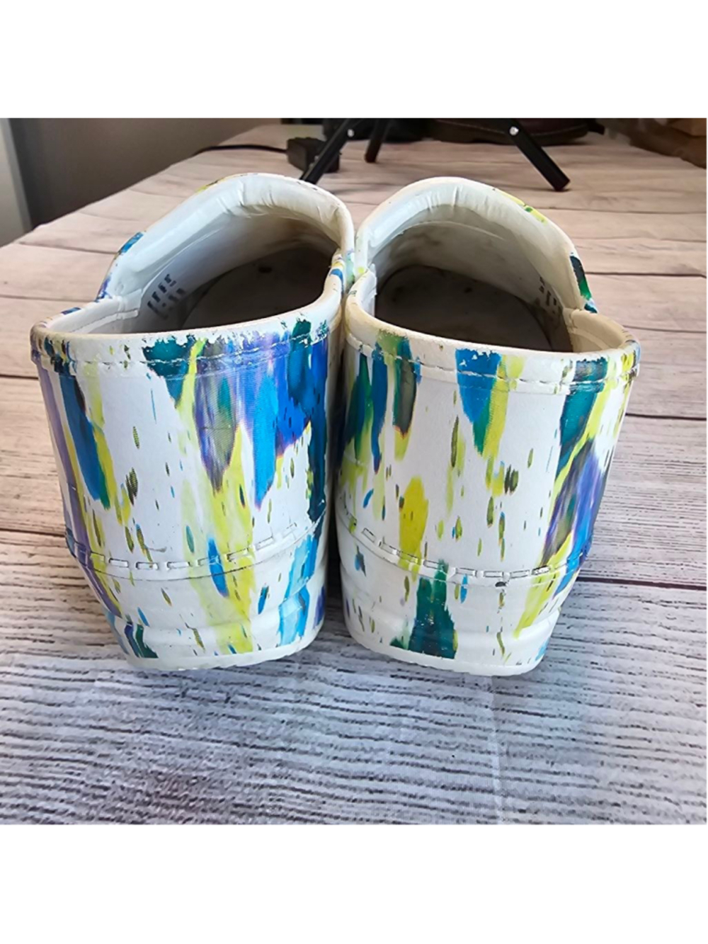 Dansko sz 37 paint splattered slip on clogs - Picture 5 of 10